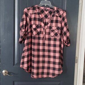 Torrid Harper Pink Plaid Softest Flannel Tunic Pullover 1x